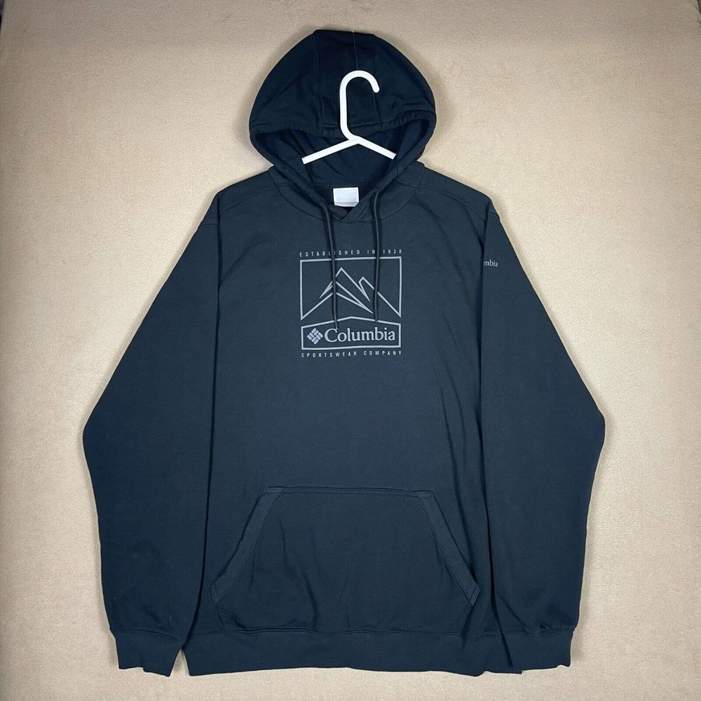 Columbia Hoodie Adult Large Tall Black Long Sleeve Sweatshirt Pullover Mens‎